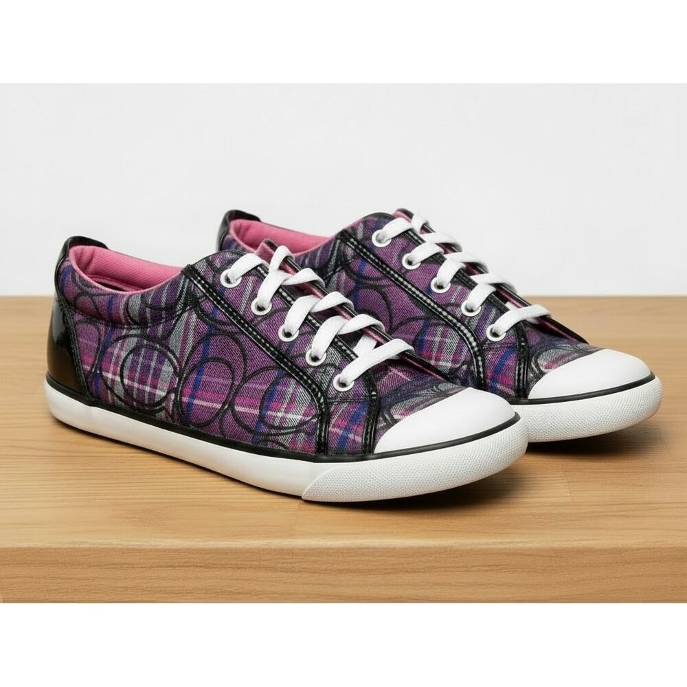 Y2K Coach A1070 Barrett Signature Plaid Low Top Sneaker Size 8.5B